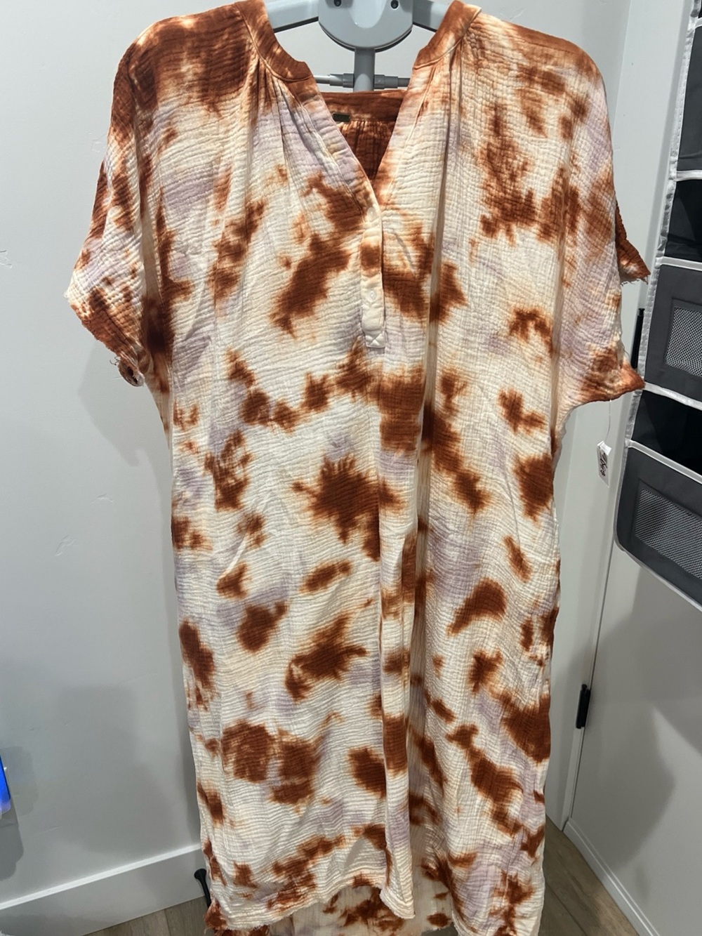 Young Fabulous & Broke Rust & White Tie-Dye Midi Dress Purple accents size M/L